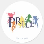 Justice League Pride Character Silhouettes Classic Round Sticker