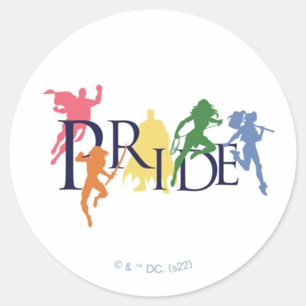 Justice League Pride Character Silhouettes Classic Round Sticker