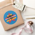 Justice League Silhouettes And Star Background Classic Round Sticker