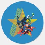 Justice League Star Heroes Classic Round Sticker