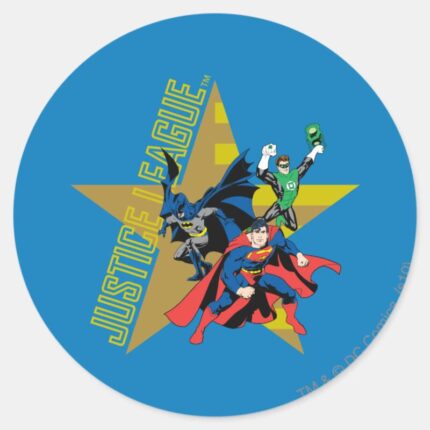Justice League Star Heroes Classic Round Sticker