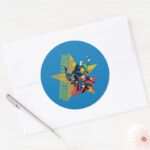 Justice League Star Heroes Classic Round Sticker