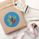 Justice League Star Heroes Classic Round Sticker