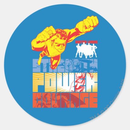 Justice League Strength. Power. Courage. Character Classic Round Sticker