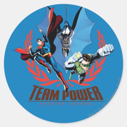 Justice League Team Power Classic Round Sticker