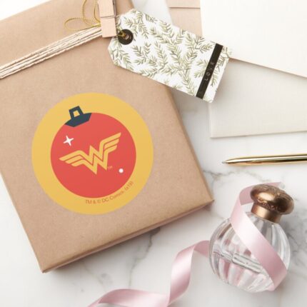 Justice League Wonder Woman Holiday Bauble Classic Round Sticker