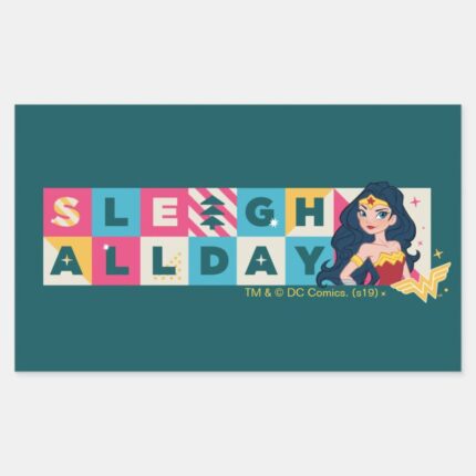 Justice League Wonder Woman Sleigh All Day Rectangular Sticker
