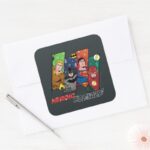 Justice League Heroic Holidays Square Sticker
