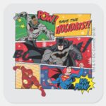 Justice League Save The Holidays Square Sticker