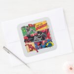 Justice League Save The Holidays Square Sticker
