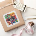 Justice League Save The Holidays Square Sticker