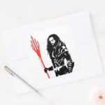 Justice League Aquaman Pose Noir Pop Art Square Sticker