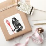 Justice League Aquaman Pose Noir Pop Art Square Sticker