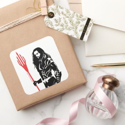 Justice League Aquaman Pose Noir Pop Art Square Sticker