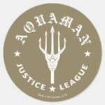Justice League Aquaman Retro Trident Emblem Classic Round Sticker