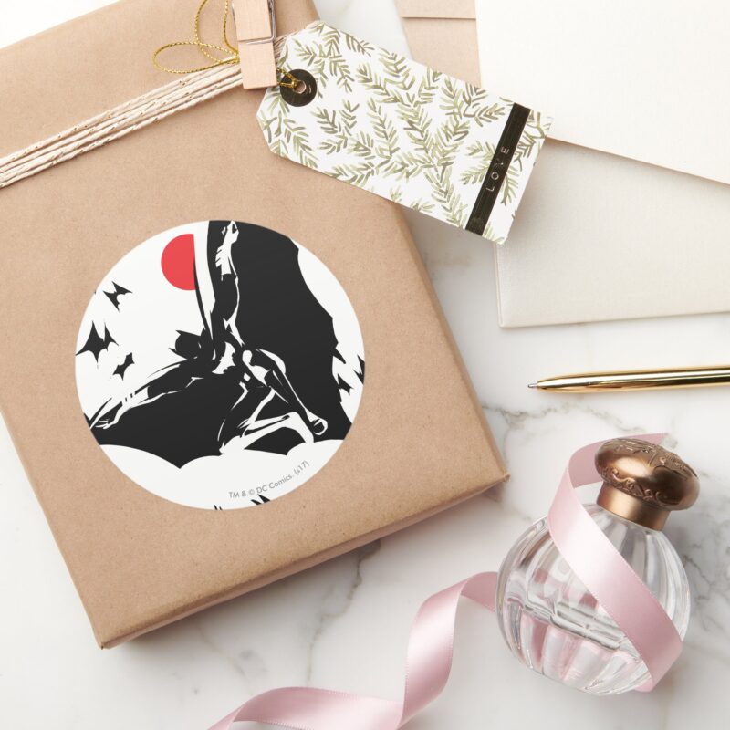 Justice League Batman In Cloud Of Bats Pop Art Classic Round Sticker