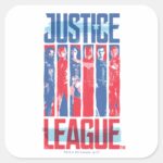 Justice League Blue Red Group Pop Art Square Sticker