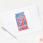 Justice League Blue Red Group Pop Art Square Sticker