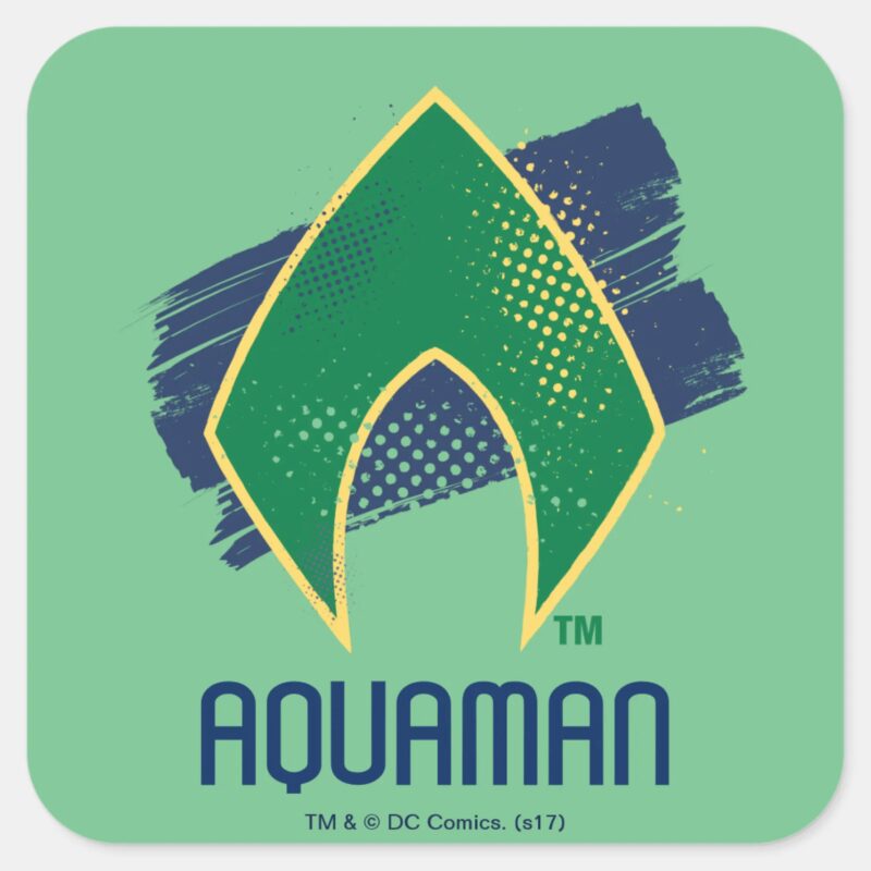 Justice League Brush Halftone Aquaman Symbol Square Sticker Justice League Brush Halftone Aquaman Symbol Square Sticker