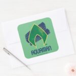 Justice League Brush Halftone Aquaman Symbol Square Sticker