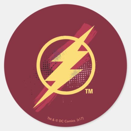 Justice League Brush Halftone Flash Symbol Classic Round Sticker