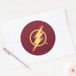 Justice League Brush Halftone Flash Symbol Classic Round Sticker