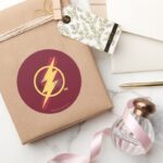 Justice League Brush Halftone Flash Symbol Classic Round Sticker