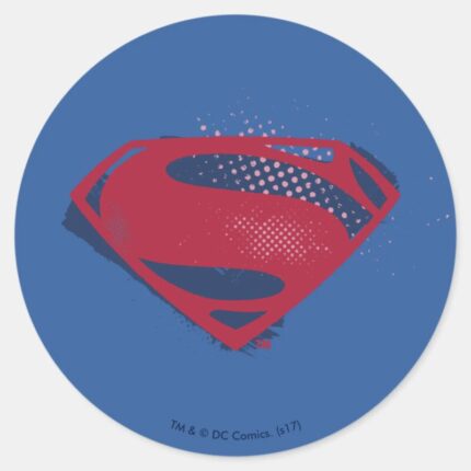 Justice League Brush Halftone Superman Symbol Classic Round Sticker