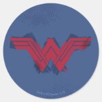 Justice League Brushed Wonder Woman Symbol Classic Round Sticker