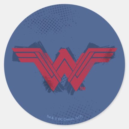 Justice League Brushed Wonder Woman Symbol Classic Round Sticker