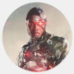 Justice League Cyborg On Battlefield Classic Round Sticker