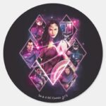 Justice League Diamond Galactic Group Panels Classic Round Sticker