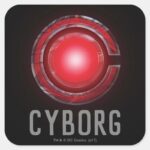 Justice League Glowing Cyborg Symbol Square Sticker