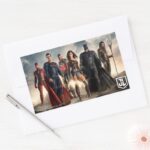 Justice League Justice League On Battlefield Rectangular Sticker