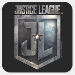 Justice League Metallic JL Shield Square Sticker