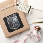 Justice League Metallic JL Shield Square Sticker