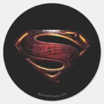 Justice League Metallic Superman Symbol Classic Round Sticker
