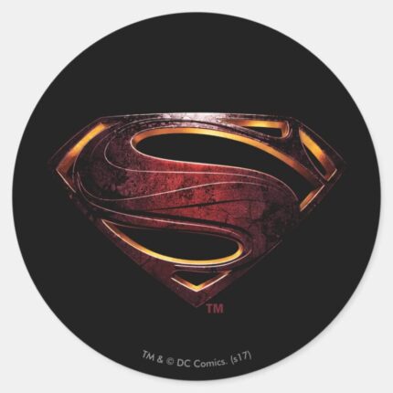 Justice League Metallic Superman Symbol Classic Round Sticker