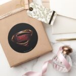 Justice League Metallic Superman Symbol Classic Round Sticker