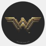 Justice League Metallic Wonder Woman Symbol Classic Round Sticker