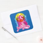 Justice League Retro Group Logo Pop Art Square Sticker