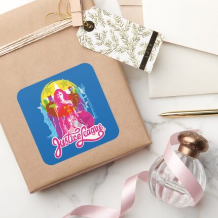 Justice League Retro Group Logo Pop Art Square Sticker