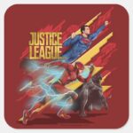 Justice League Superman Flash Batman Badge Square Sticker