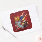 Justice League Superman Flash Batman Badge Square Sticker
