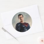 Justice League Superman On Battlefield Classic Round Sticker