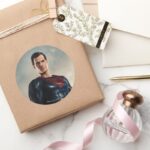 Justice League Superman On Battlefield Classic Round Sticker