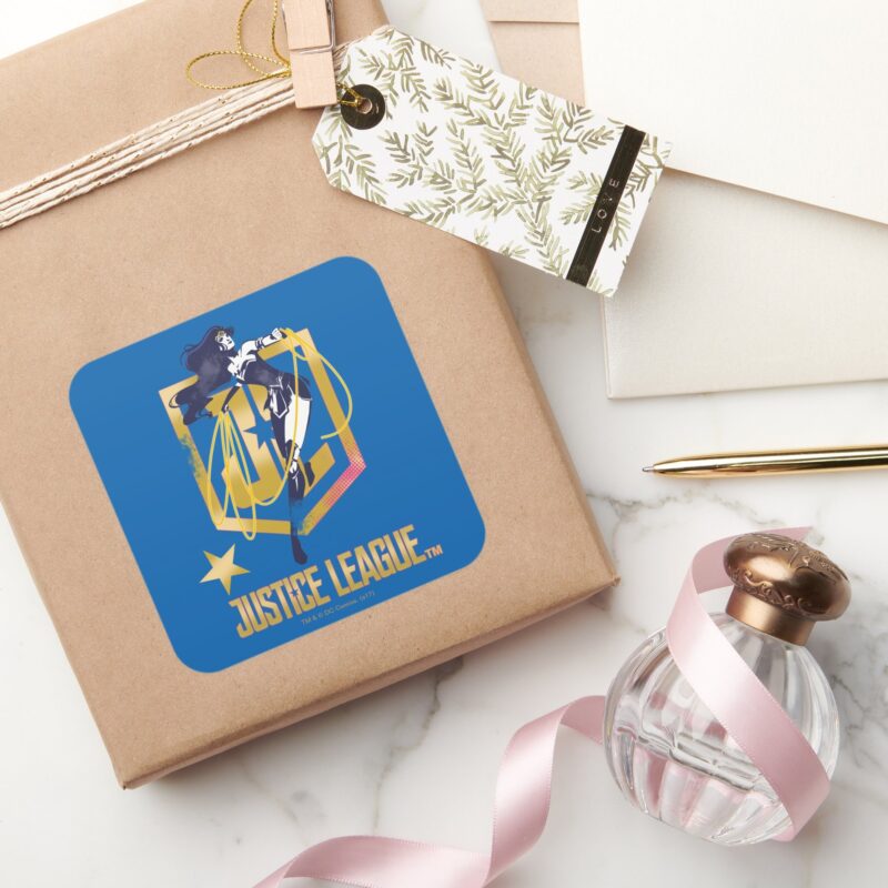 Justice League Wonder Woman JL Logo Pop Art Square Sticker