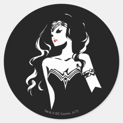 Justice League Wonder Woman Noir Pop Art Classic Round Sticker