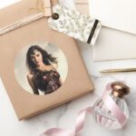 Justice League Wonder Woman On Battlefield Classic Round Sticker