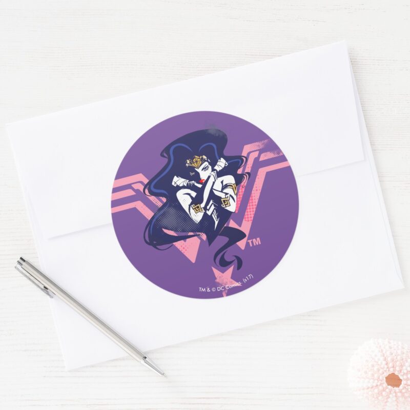 Justice League Wonder Woman Symbol Pop Art Classic Round Sticker